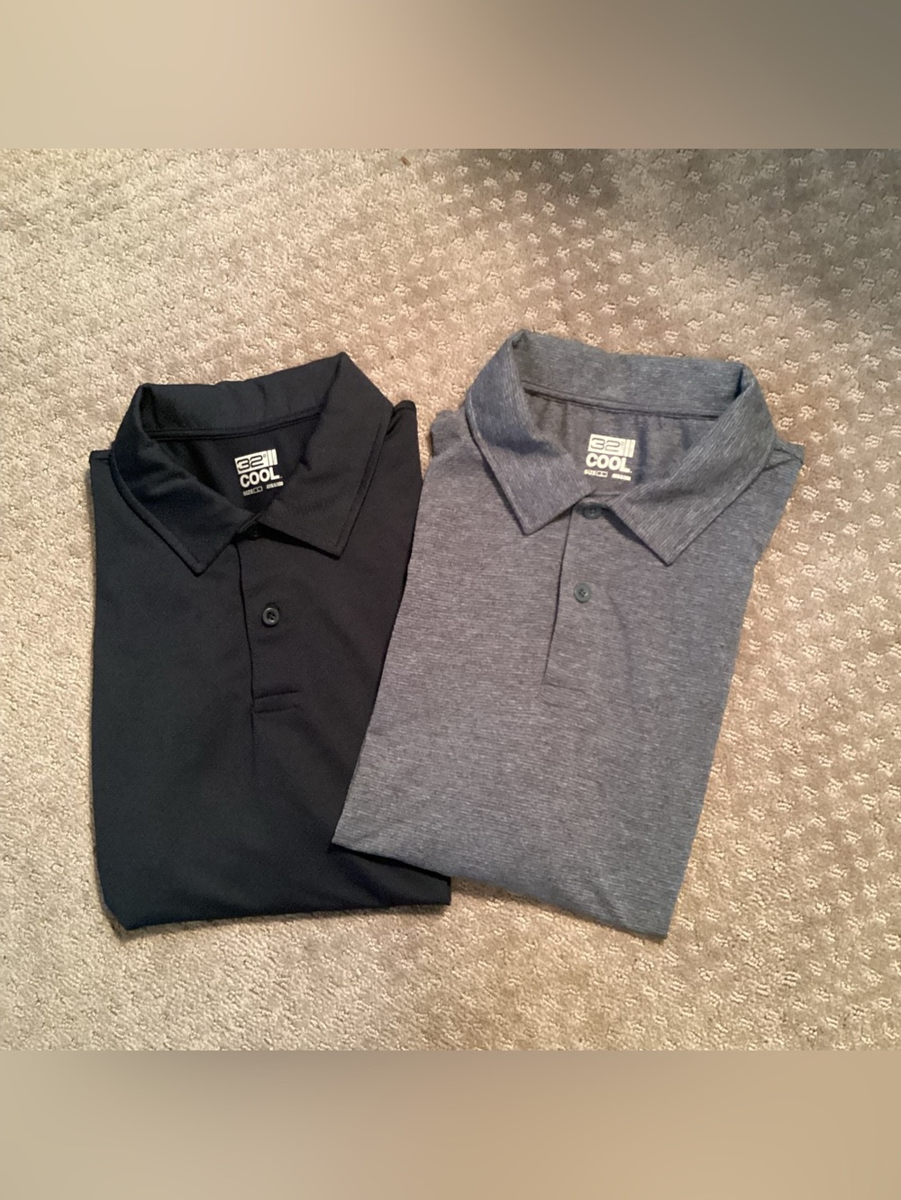 32 Degrees COOL pair of Men’s Polo/Golf Shirts, 2 button, wicking,lightweight, L